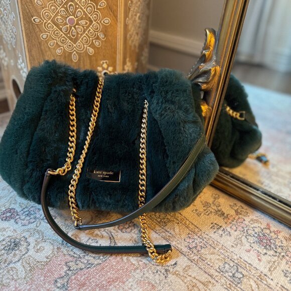 NEW Kate Spade Cleo Faux Fur Small Chain Bucket Bag - Picture 1 of 6